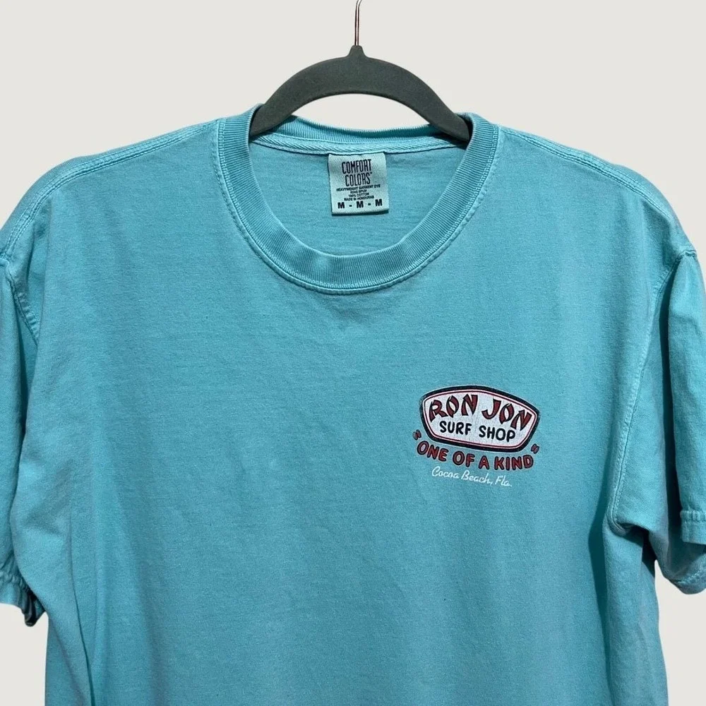 Ron Jon Surf Shop T Shirt Mens M Blue Comfort Colors‎ Cocoa Beach Florida Tee